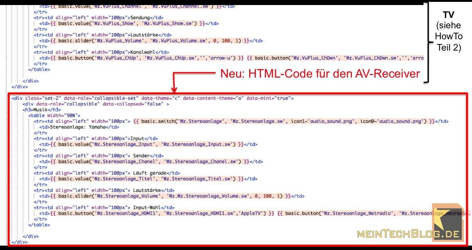 smartVISU HTML Code fuer AV-Receiver
