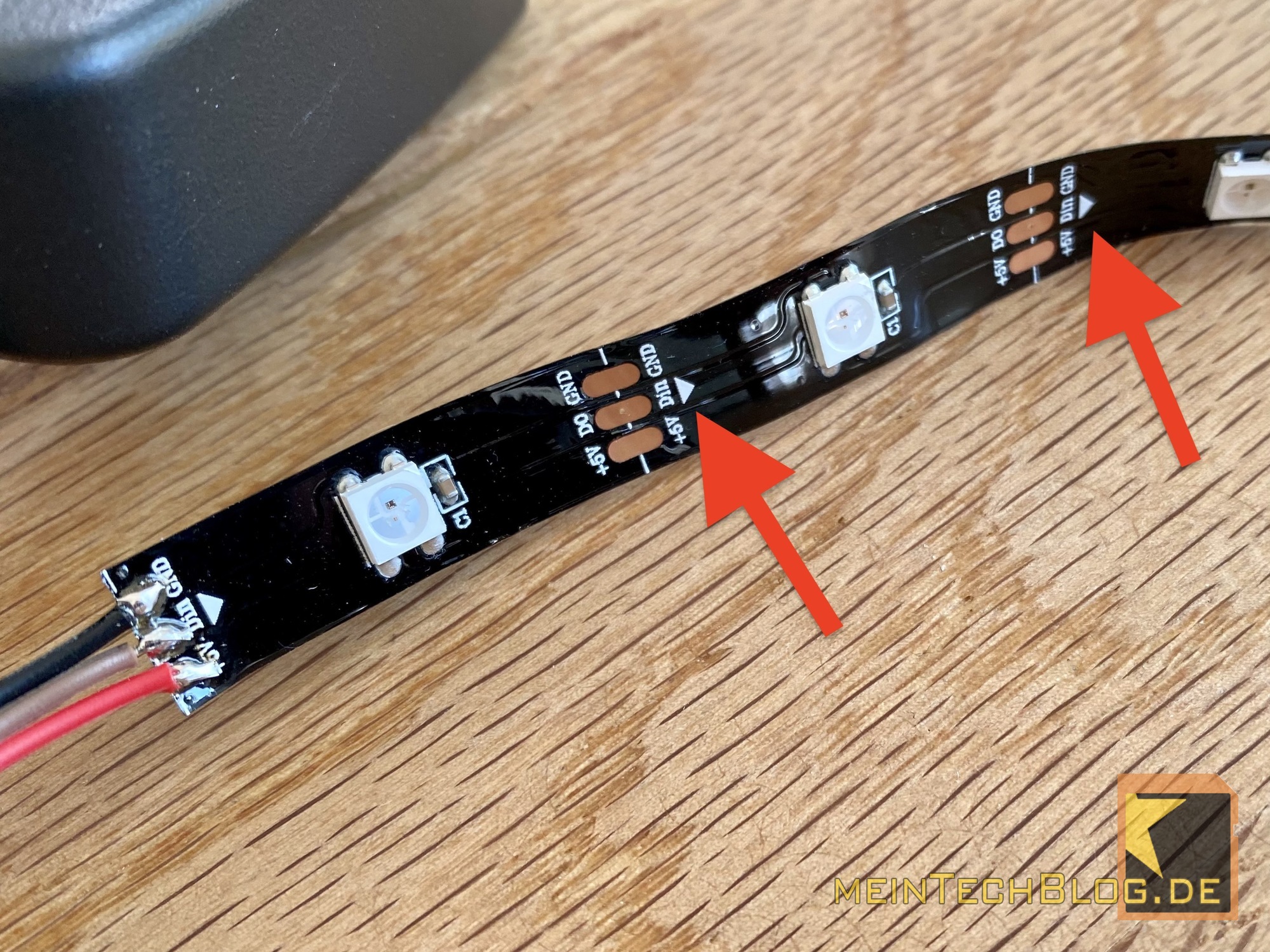 2-adriges Kabel für LED Stripes 2 x 1,5mm² schwarz mit roter Markierung  (Strom & Licht) 